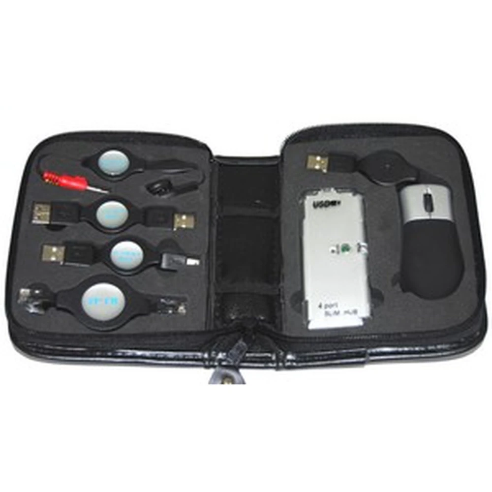 Kit de voyage USB avec souris et hub USB 4 ports pour portable
