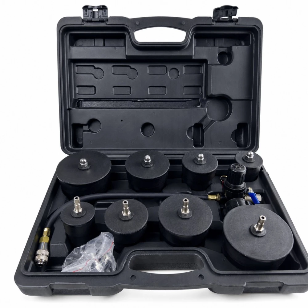 Kit Testeur de Fuites Turbocompresseur 9 Pièces avec Manomètre Test Pression Turbo
