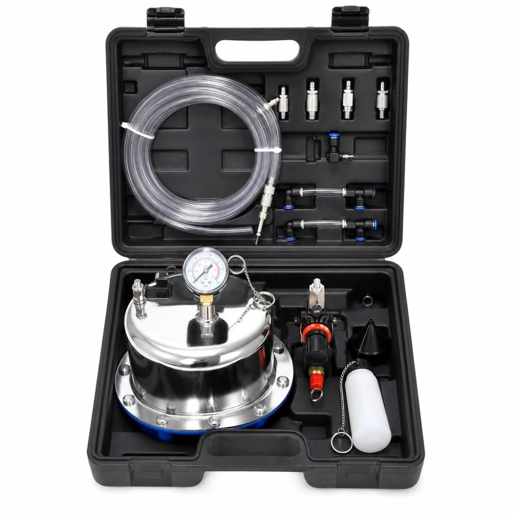 Kit Purgeur de Freins et Embrayage Pneumatique 5L avec Manomètre et Adaptateurs