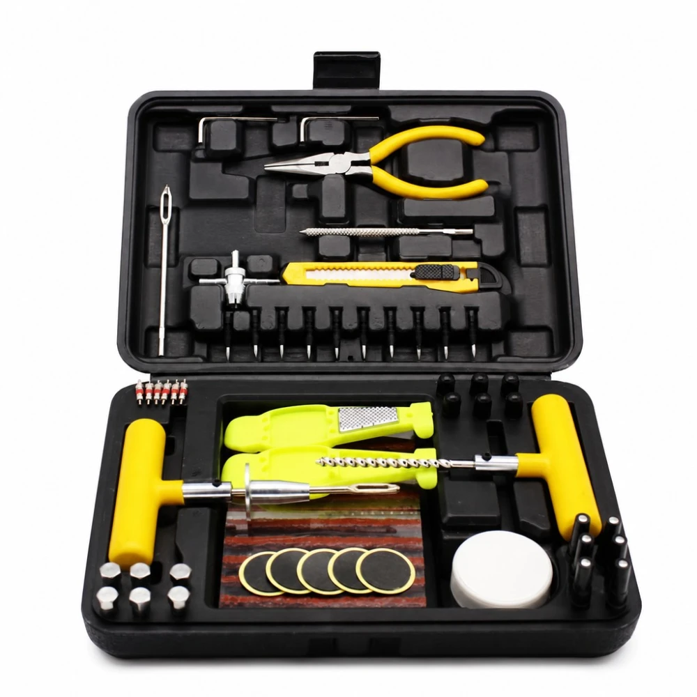 Kit Réparation Crevaisons Pneus 87 Pièces Professionnel Voiture SUV Camionnette