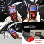 Detalle del cable USB y OBD2 del escáner KW850