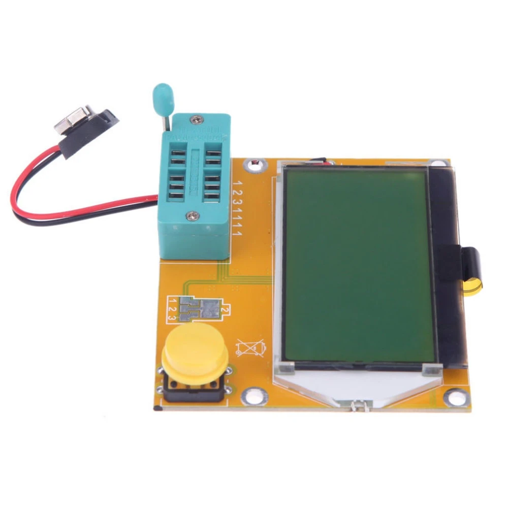 LCR-T4 Tester mostrando pantalla con medición de transistor