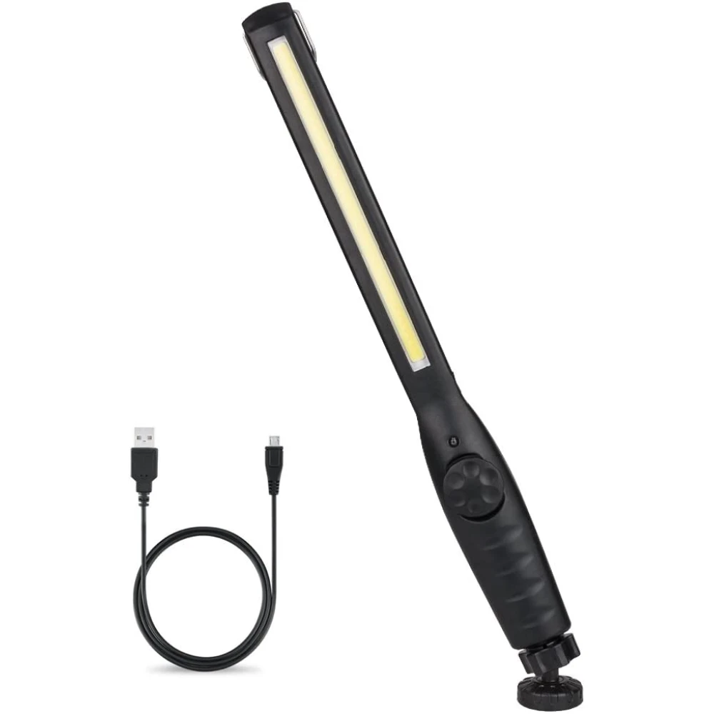 Lampe torche atelier LED rechargeable avec 4 modes et base magnétique pour atelier et automobiles