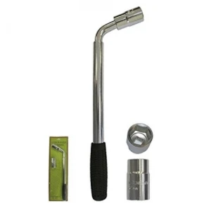 Clé télescopique extensible pour roues de voiture avec douilles réversibles 17-23 mm