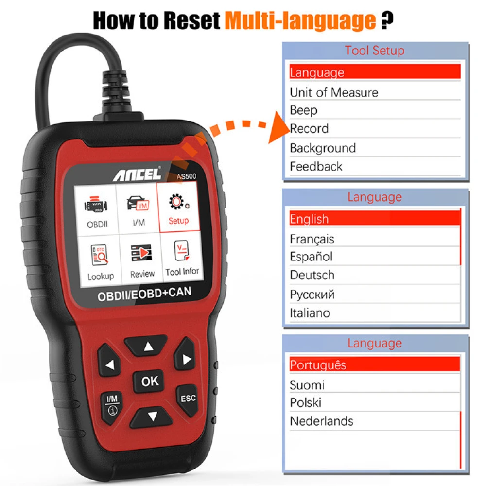 Valise diagnostic Ancel AS500 OBD2 Scanner pour véhicules