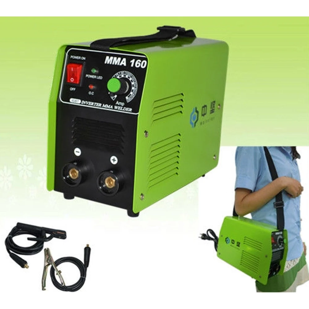 Vista lateral de la Maquina Soldadura Dc Arc Inverter MMA-160tt IGBT mostrando sus conexiones