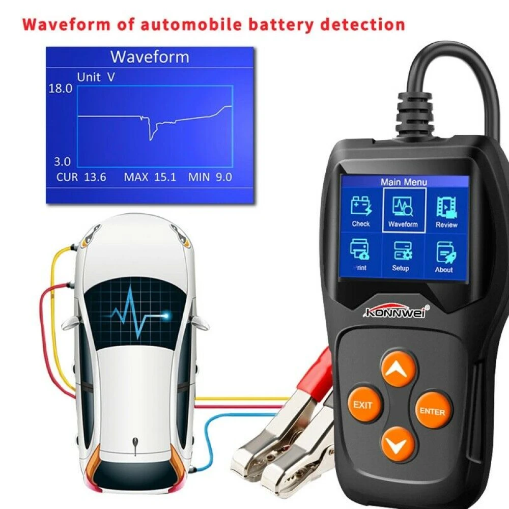 Testeur de batterie Konnwei KW600 12V pour voiture et moto