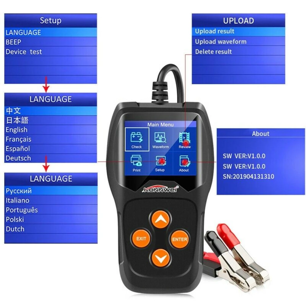 Testeur de batterie Konnwei KW600 12V pour voiture et moto