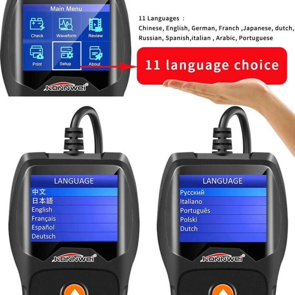 Testeur de batterie Konnwei KW600 12V pour voiture et moto