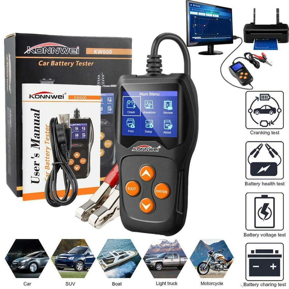 Testeur de batterie Konnwei KW600 12V pour voiture et moto