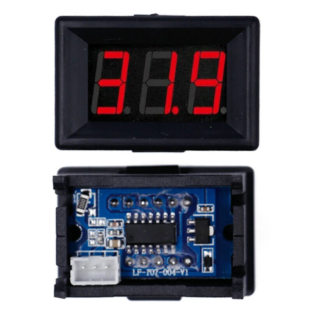 Mini voltmètre digital 3,5V - 30V avec indicateur LED rouge pour batteries encastrable
