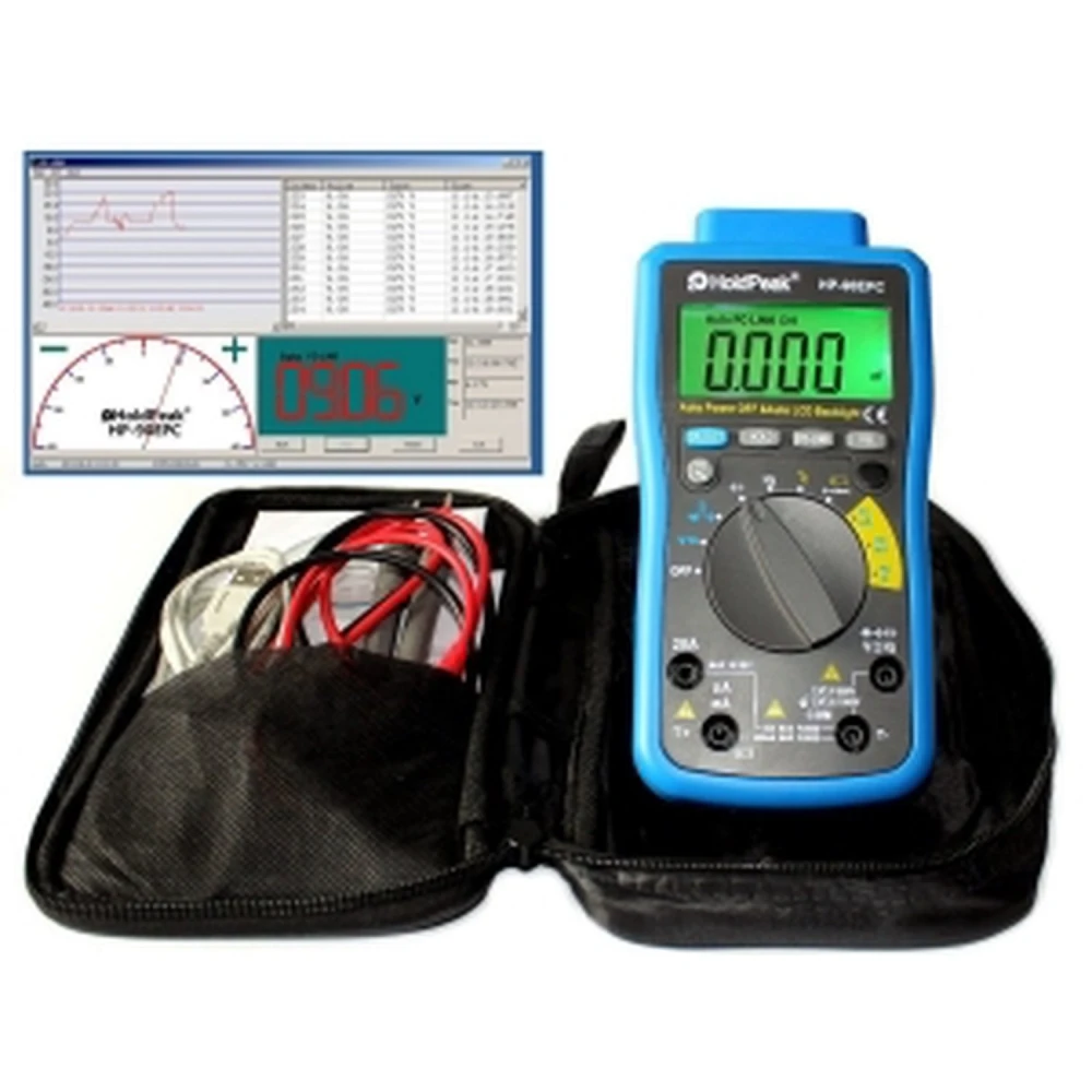 Multimètre numérique HP-90EPC HoldPeak RMS auto-range avec test de batterie et Min/Max