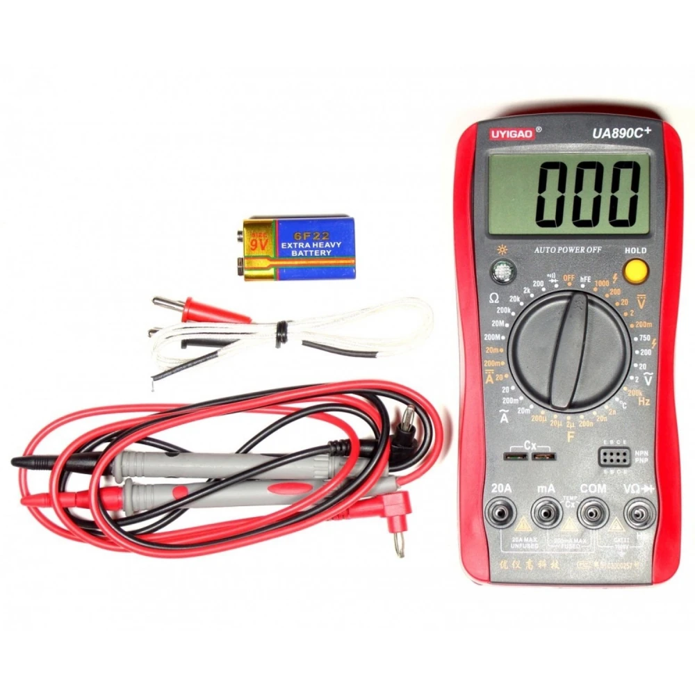 Multimètre numérique Uyigao UA890C+ avec grand écran LCD et protection complète