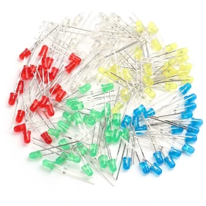 Pack 100 LED 3mm couleurs, 5 couleurs assorties - 20 unités de chaque couleur