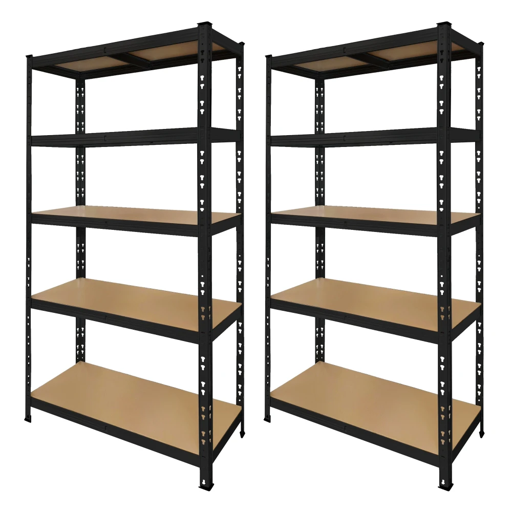Pack de 2 étagères métalliques noires 180x90x40 cm avec 5 étagères et montage facile