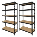 Pack de 2 étagères métalliques noires 180x90x40 cm avec 5 étagères et montage facile