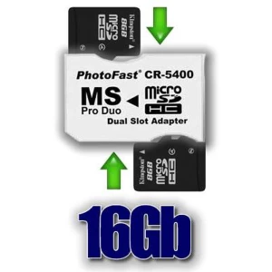 satkit Pack adaptateur 2xmicroSDHC vers MS Pro Duo 16GB compatible PSP et PSP Slim
