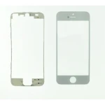 Écran en verre iPhone 5 blanc avec cadre adhésif pour réparation