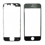 Écran en verre iPhone 5s noir avec cadre adhésif pour réparation