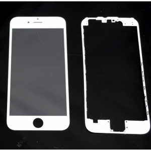 Écran en verre iPhone 6 blanc avec cadre adhésif pour réparation