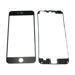 Écran en verre iPhone 6 Plus noir + cadre adhésif pour réparation