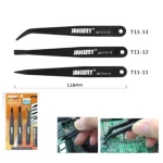 Pinces antistatiques en plastique JM-T11 - Set de pinces courbes et droites pour l’électronique
