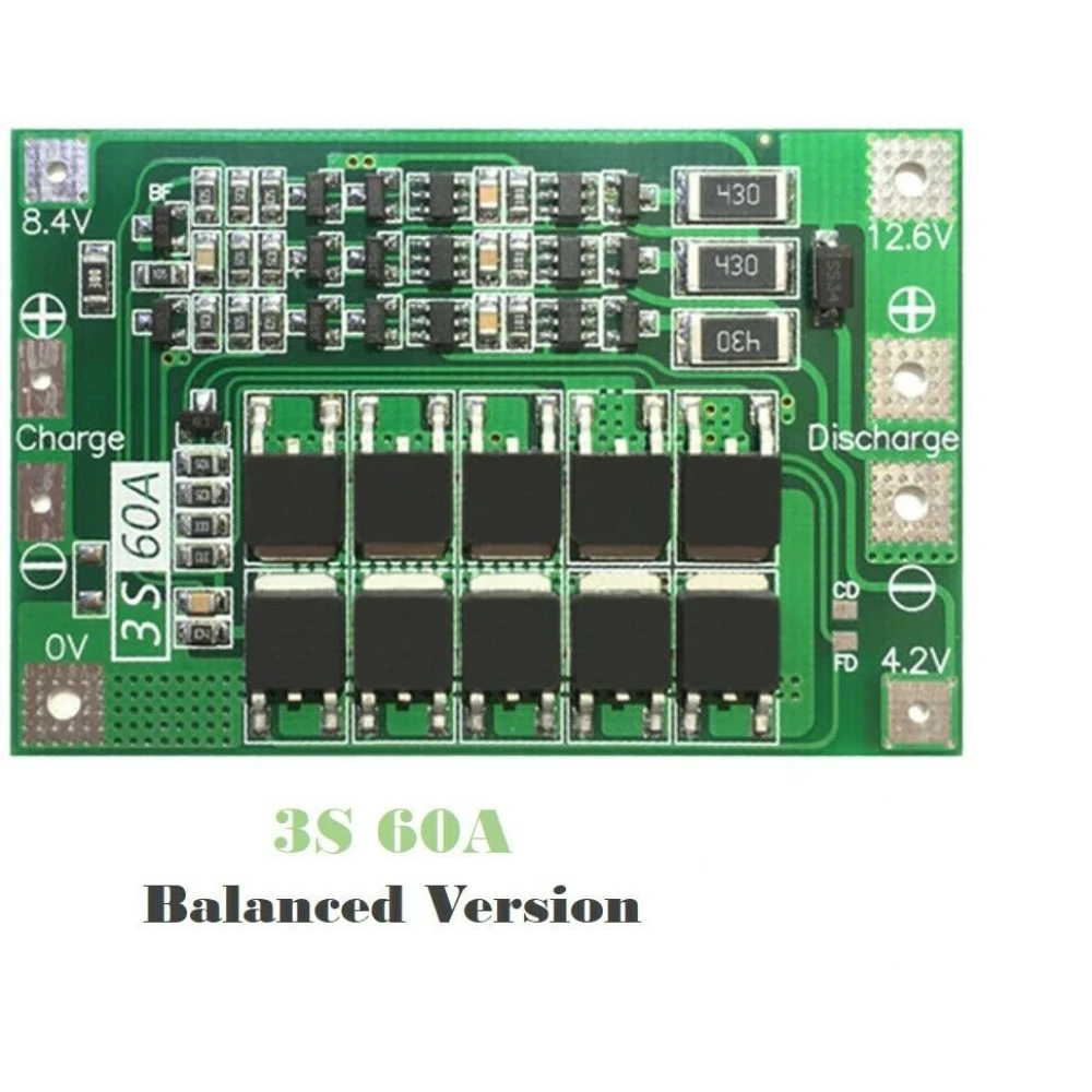 Carte de protection PCB 3S 60A équilibrée pour batterie lithium