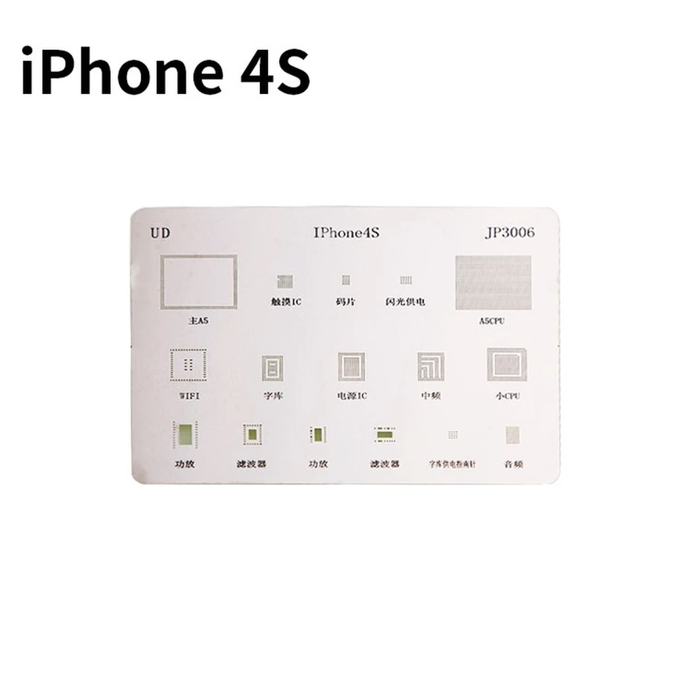 Plaque stencil iPhone 4S pour soudure BGA - gabarit précis Mlink