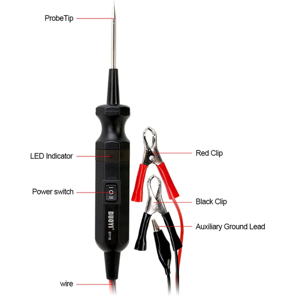 Testeur de circuit automobile DY18 sonde 12V et 24V pour diagnostic électrique
