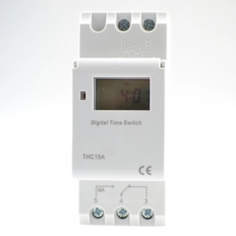 Programmateur temporisateur digital THC15A 220V DIN avec relais 16A pour rail DIN