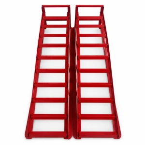 TSX TOOL Rampes en Acier pour Voiture 2 Tonnes (4 400 lbs) — Set de 2 Rampes de Service Portables pour Vidange et Entretien, Rouges TSX TOOL