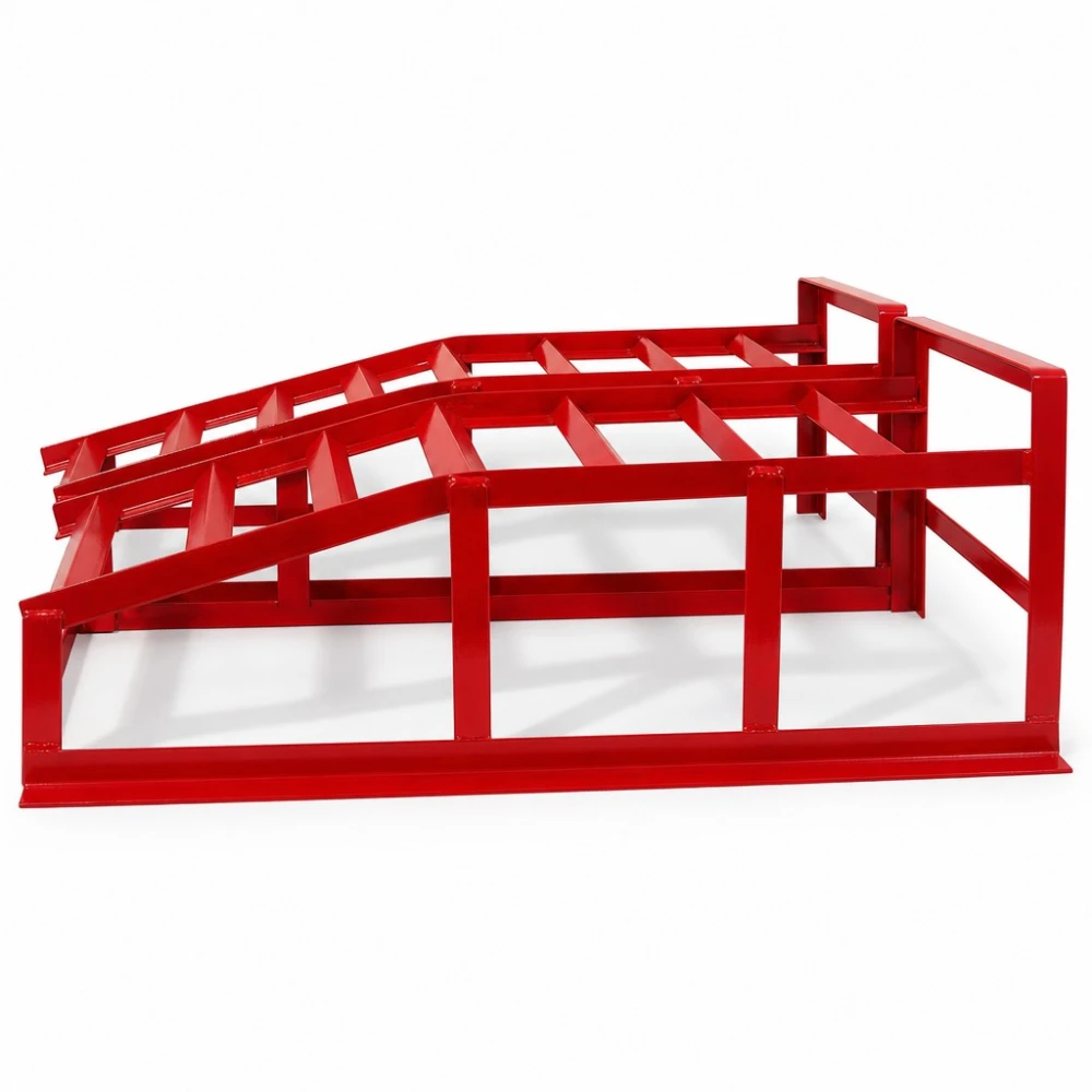Rampes en Acier pour Voiture 2 Tonnes (4 400 lbs) — Set de 2 Rampes de Service Portables pour Vidange et Entretien, Rouges TSX TOOL