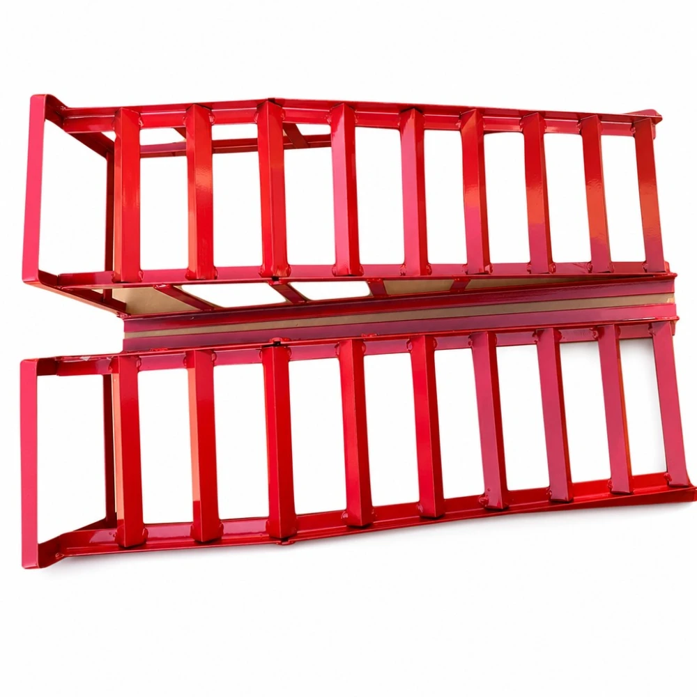 Rampes en Acier pour Voiture 2 Tonnes (4 400 lbs) — Set de 2 Rampes de Service Portables pour Vidange et Entretien, Rouges TSX TOOL