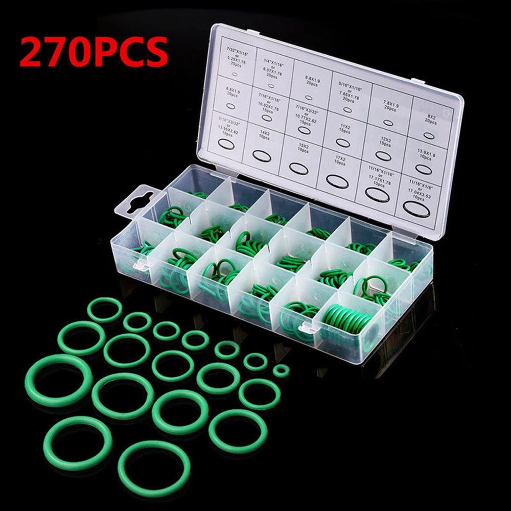 Kit 270 joints toriques vertes pour climatisation auto en 18 tailles