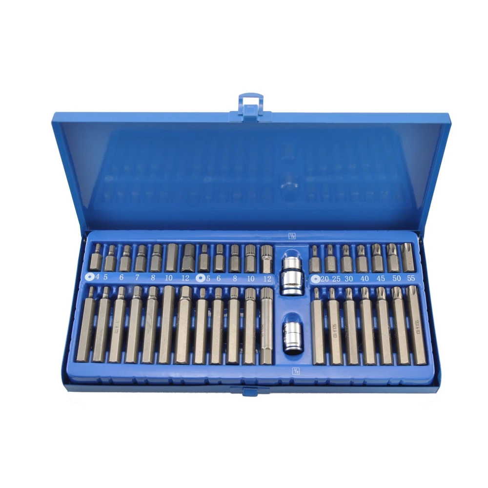 Jeu 40 pièces embouts Torx et hexagonaux 1/2'' 3/8'' voiture
