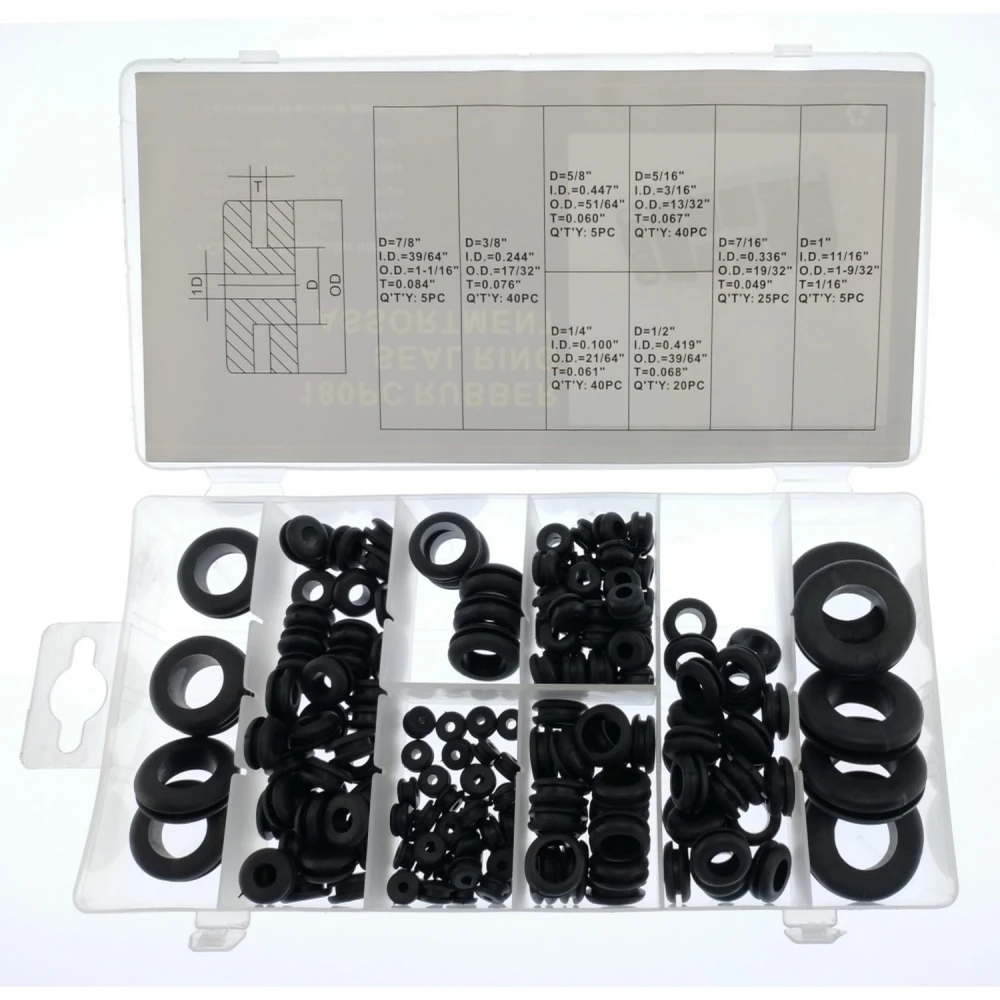 Kit passe-câbles passe-cloisons 180 pièces avec 8 tailles en boîte de rangement