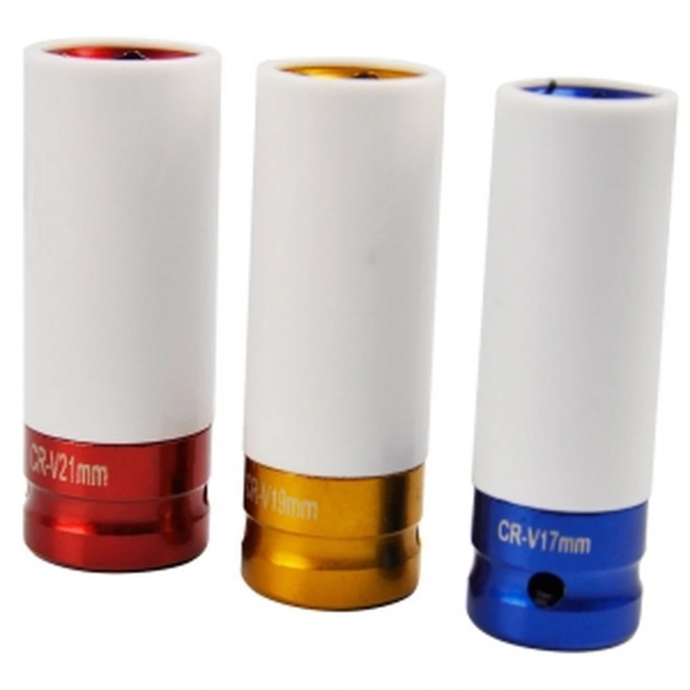 Jeu d’écrous de roue alu profond paroi fine impact 1/2'' 17mm 19mm 21mm