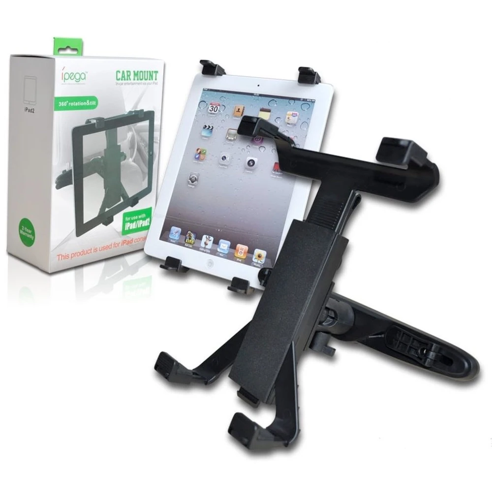 Base ajustable del soporte para iPad en coche mostrando su firme sujeción