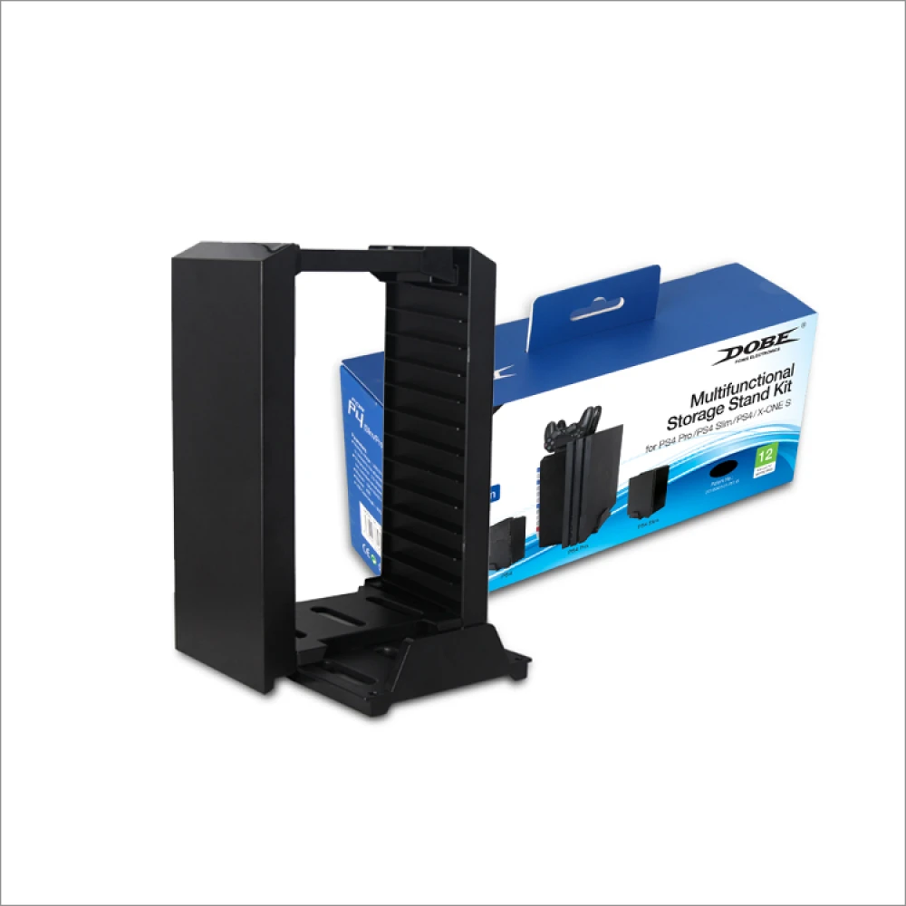 Vista lateral del soporte vertical multifunción para consolas PS4 y Xbox One S