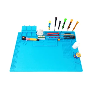 TSX TOOL Tapis en silicone résistant à la chaleur 500º pour réparation de mobiles et d’ordinateurs 48x32cm