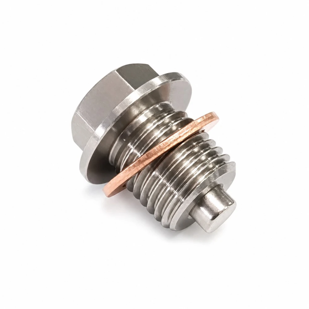 Bouchon de Vidange d'Huile Magnétique Inox M12 x 1,75 avec Joint - Carter Voiture Moto