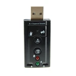 Vista lateral de la tarjeta de sonido 7.1 USB Satkit con botones de volumen