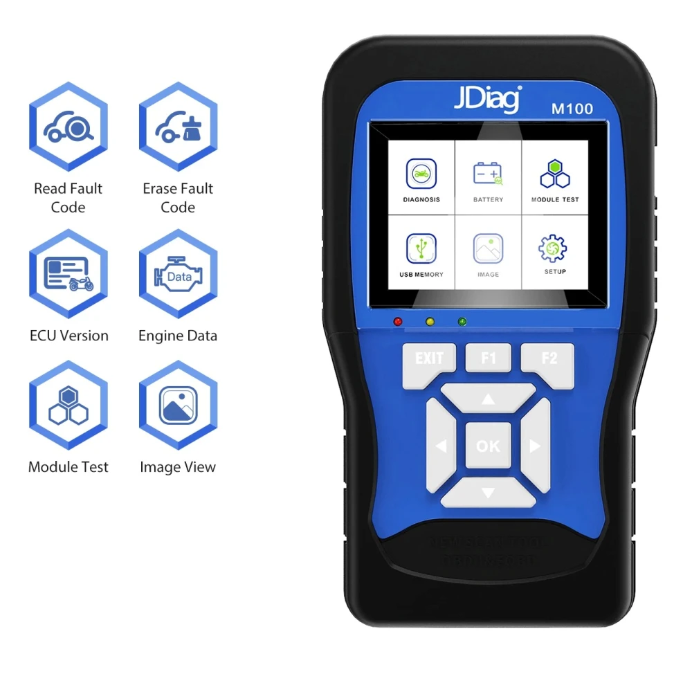 Testeur diagnostic moto Jdiag M100 - Codage, TPS, ABS et antivol