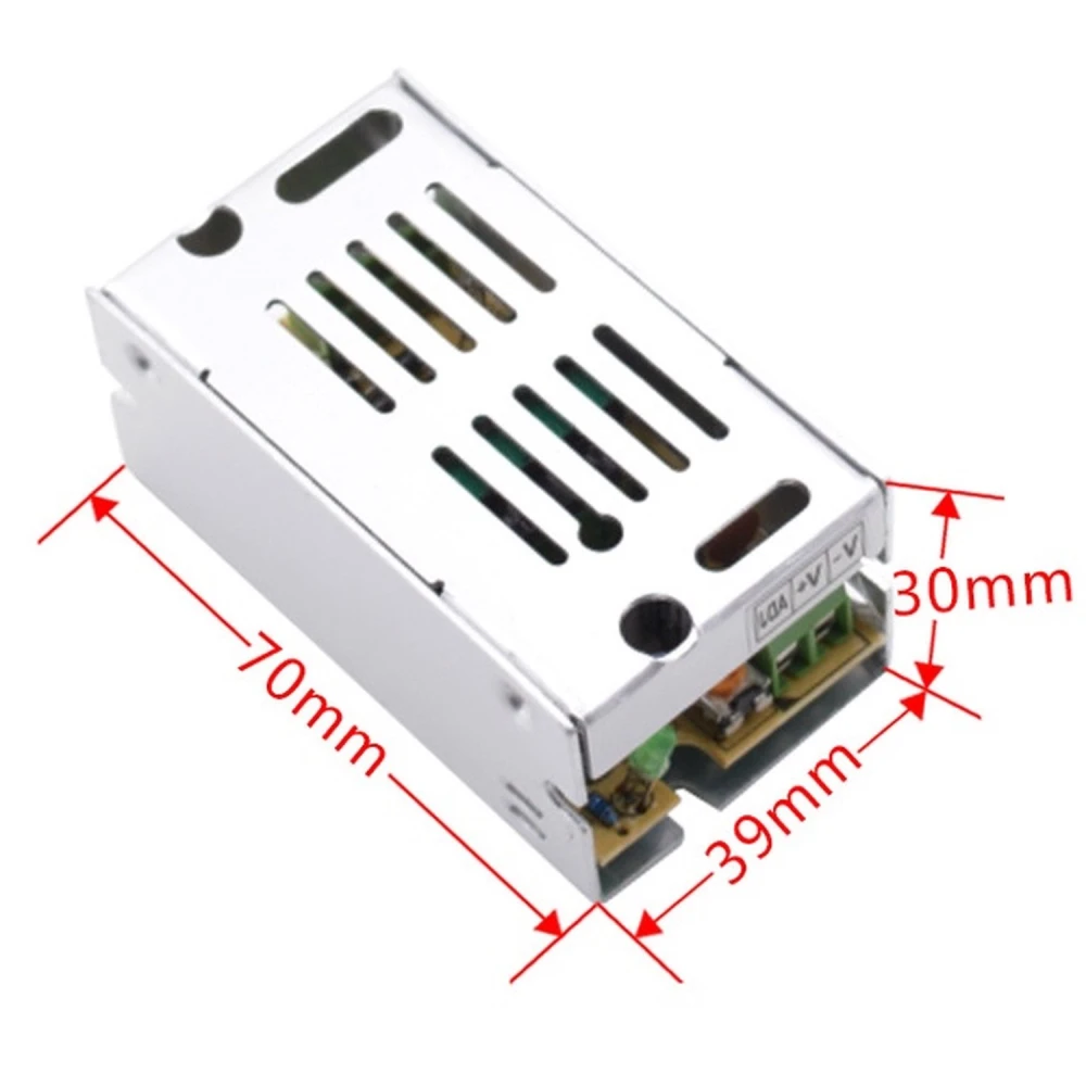 Transformador AC a DC 220V a 5V 1A con carcasa metálica YourLed detalle lateral
