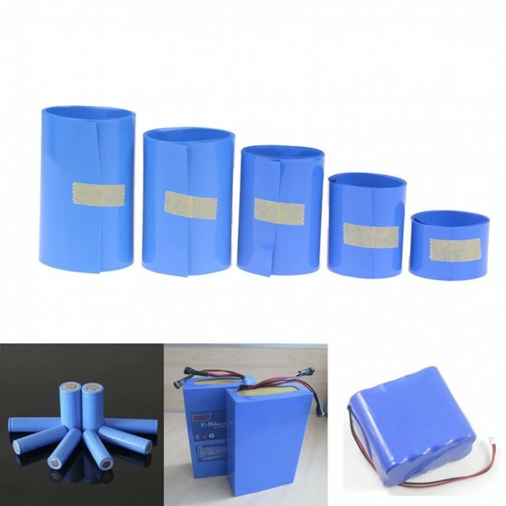 Tubo termoretráctil PVC azul para protección de baterías y componentes electrónicos