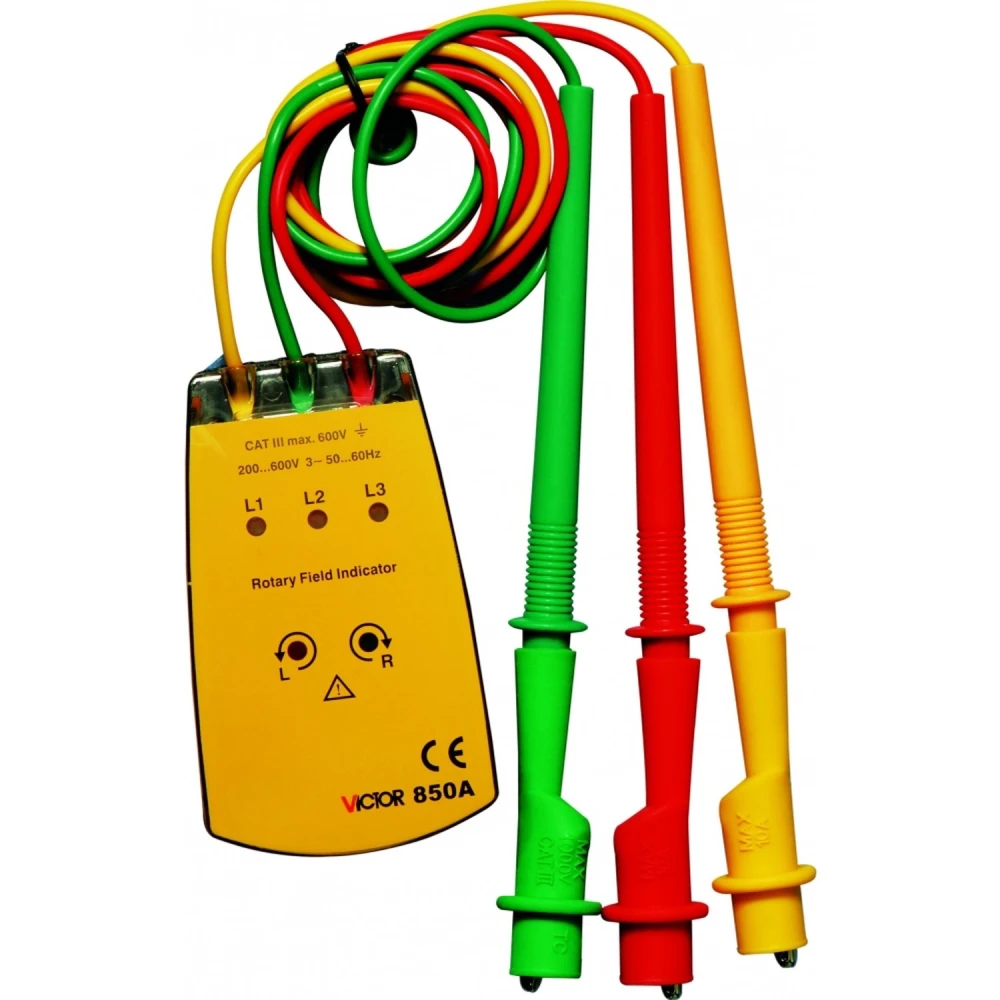 Victor VC850A Testeur triphasé et rotation moteur pour diagnostic électrique