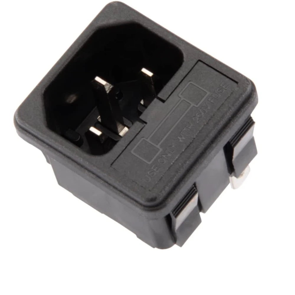 Prise d’alimentation AC-02 Schuko avec porte-fusible et 3 cosses mâles